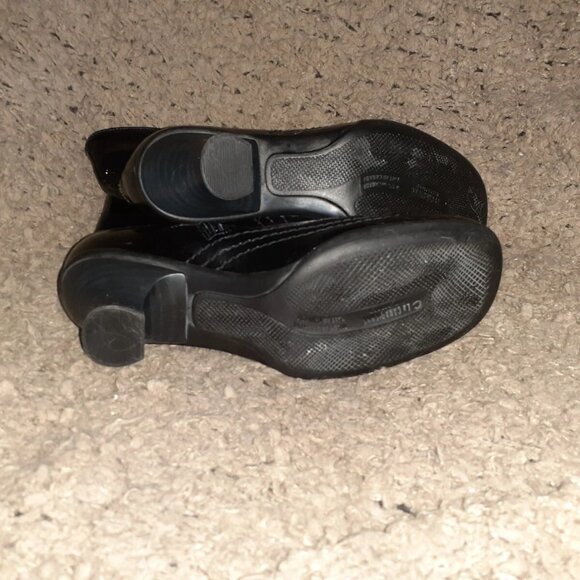 LA CANADIENNE-Black Crinkly Patent Leather Booties-Side Zip-Sz 5.5-Excellent - Picture 6 of 6